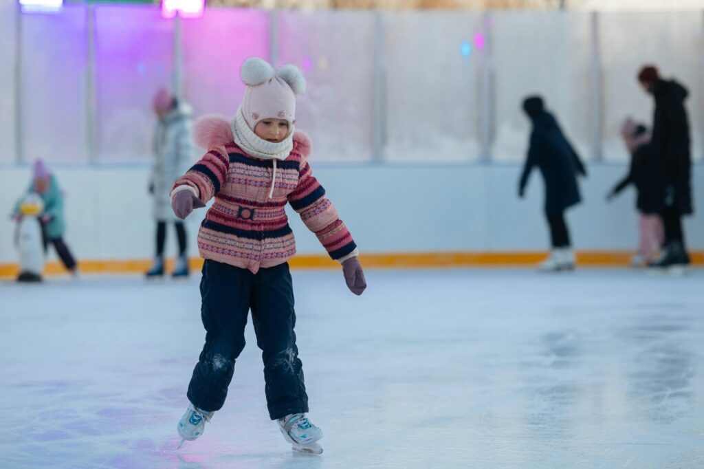 An ice skating rink in winter