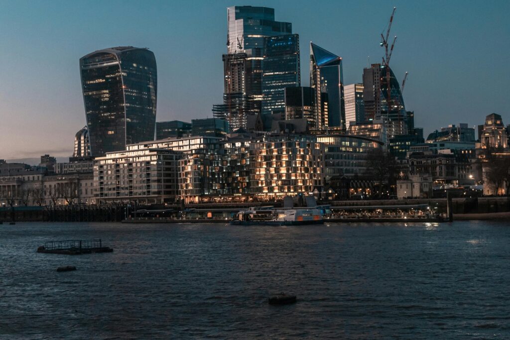 Skyscrapers in Canary Wharf in the concept of 'top services and amenities in Canary Wharf'.