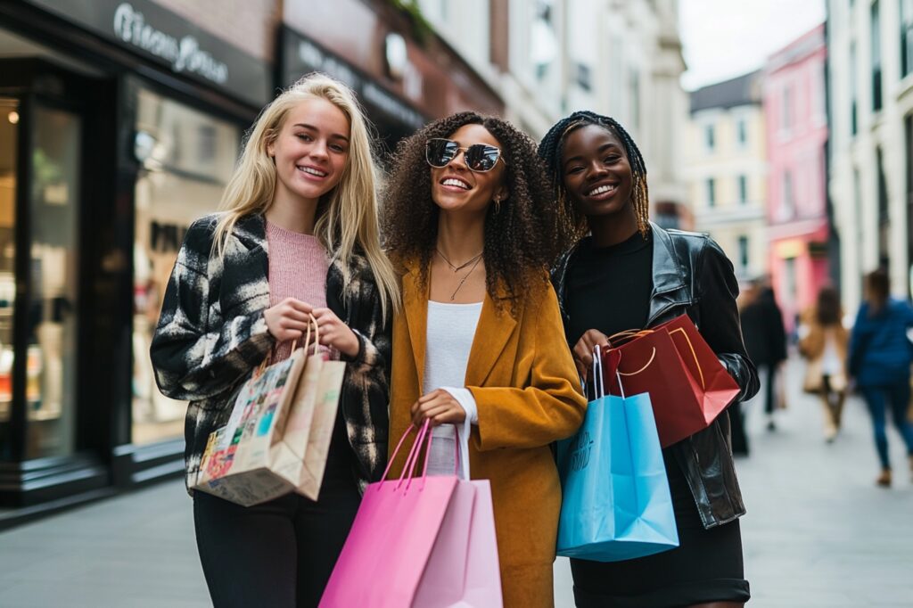 Young women carrying shopping bags